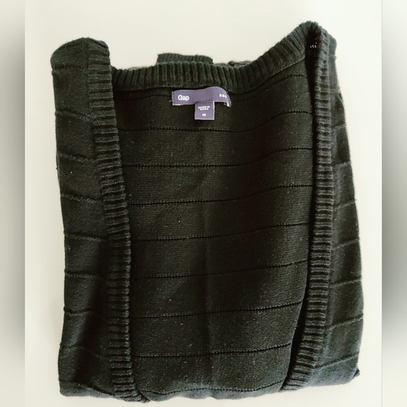 GAP women's Size M black button down mid length short sleeve cardigan with belt - Picture 5 of 5